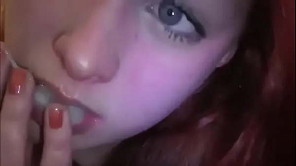 HD Married redhead playing with cum in her mouth محرك الأفلام