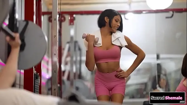 HD Latina tgirl Lola Morena gets barebacked at a gym drive Movies