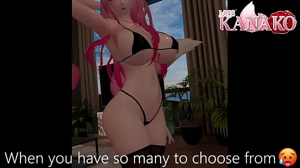 HD Vtuber gets so wet posing in tiny bikini! Catgirl shows all her curves for you memandu Filem