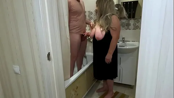 HD Mature MILF jerked off his cock in the bathroom and engaged in anal sex drive Movies